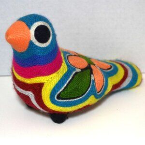 Vintage Huichol Yarn Art Bird Made In Mexico Very Colorful Home Decor